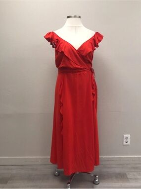 Nurode Ruffle Trim Wrapped Maxi Dress - Size 2X